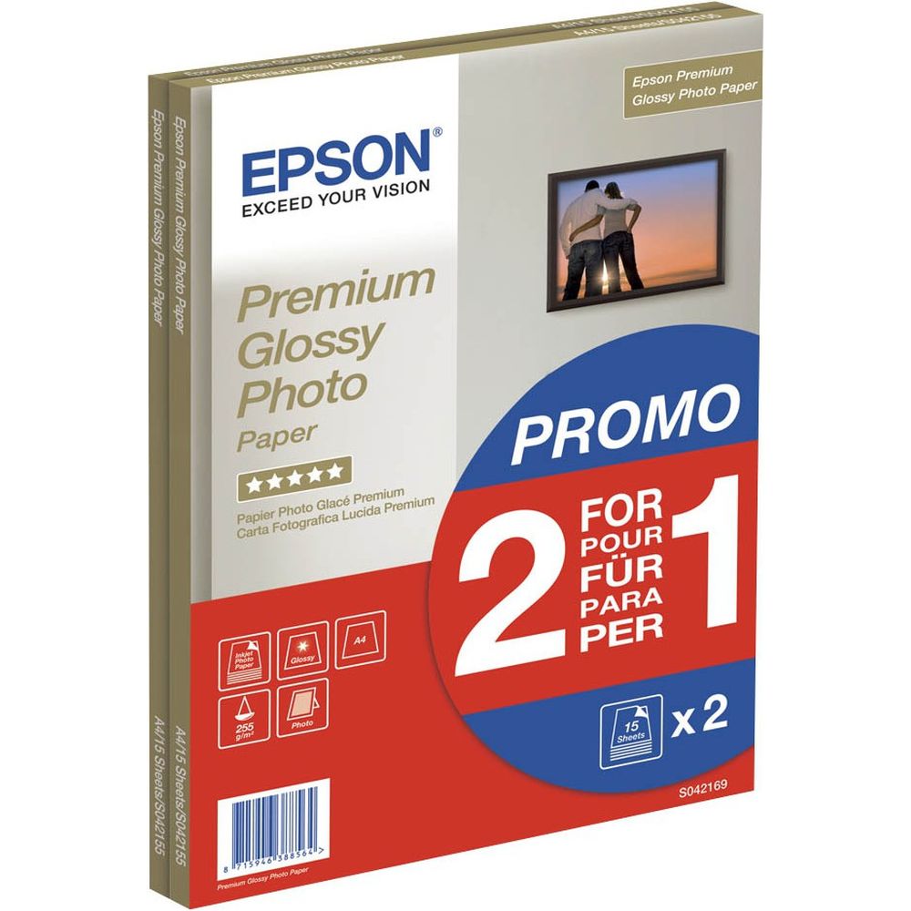 Epson A4 Premium Glossy 2x15 sheets 255g/m²