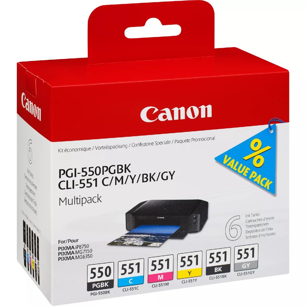 Canon PGI-550/CLI-551 PGBK/C/M/Y/BK/GY Multi Pack