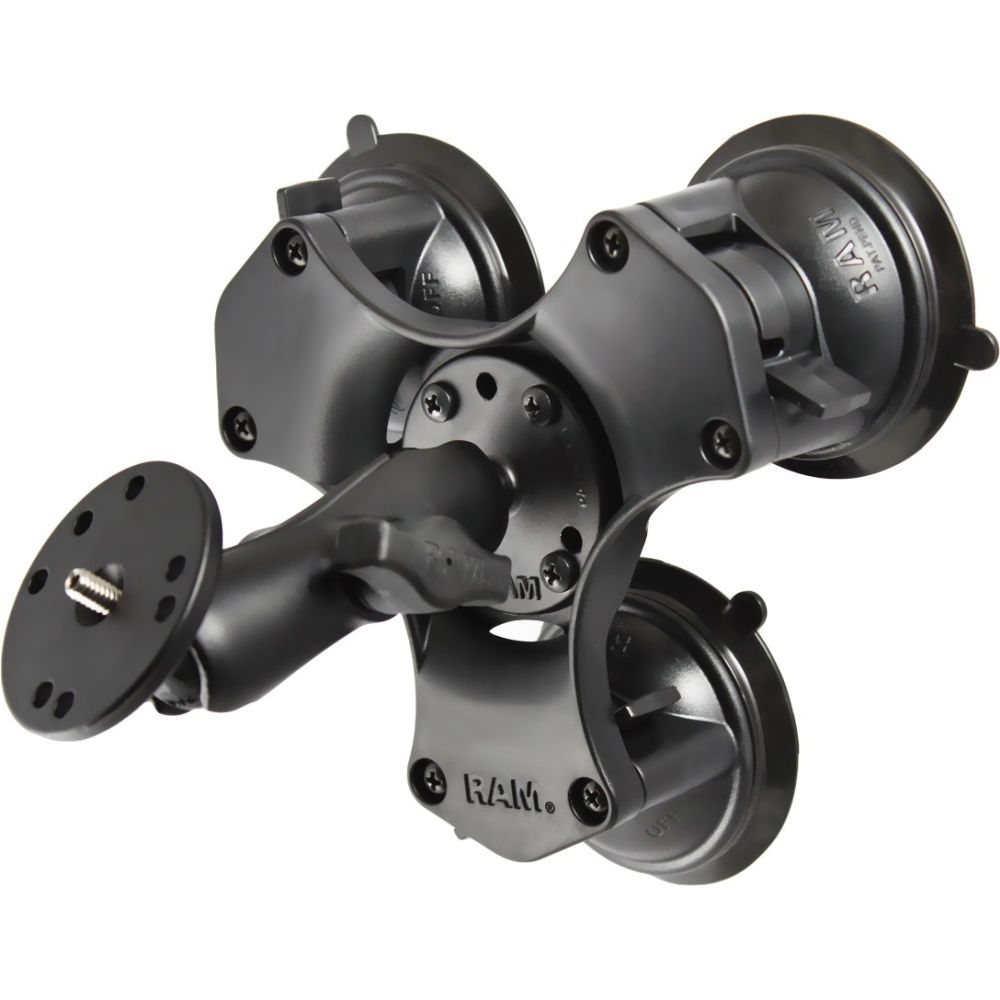 Rammount Triple 3.3" Suction Cup Round Base 1/4"