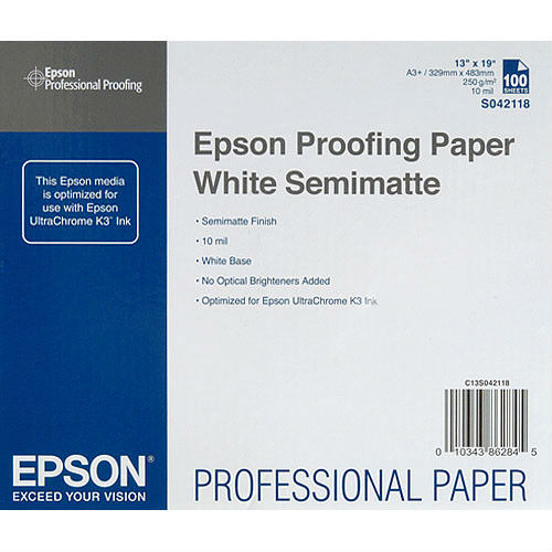 Epson S042118 Proofing Paper White Semimatte A3+ 100 sheets