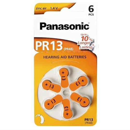 Panasonic PR13 (PR48) gehoorapparaat batteries, 6 pcs