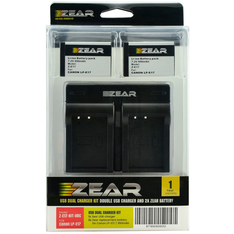 ZEAR Kit + 2 x LP-E17 USB Duo Battery Charger