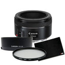 Canon EF 50mm f/1.8 STM + lens hood + protection filter + lens cloth