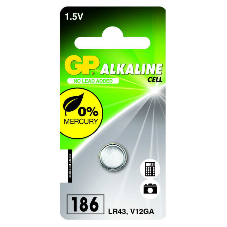 GP Alkaline button cell 186 (V12GA/L 1142), blister 1
