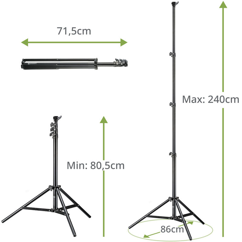 Bresser 2x BR-TP240 Pro Light stand 240cm + Bag