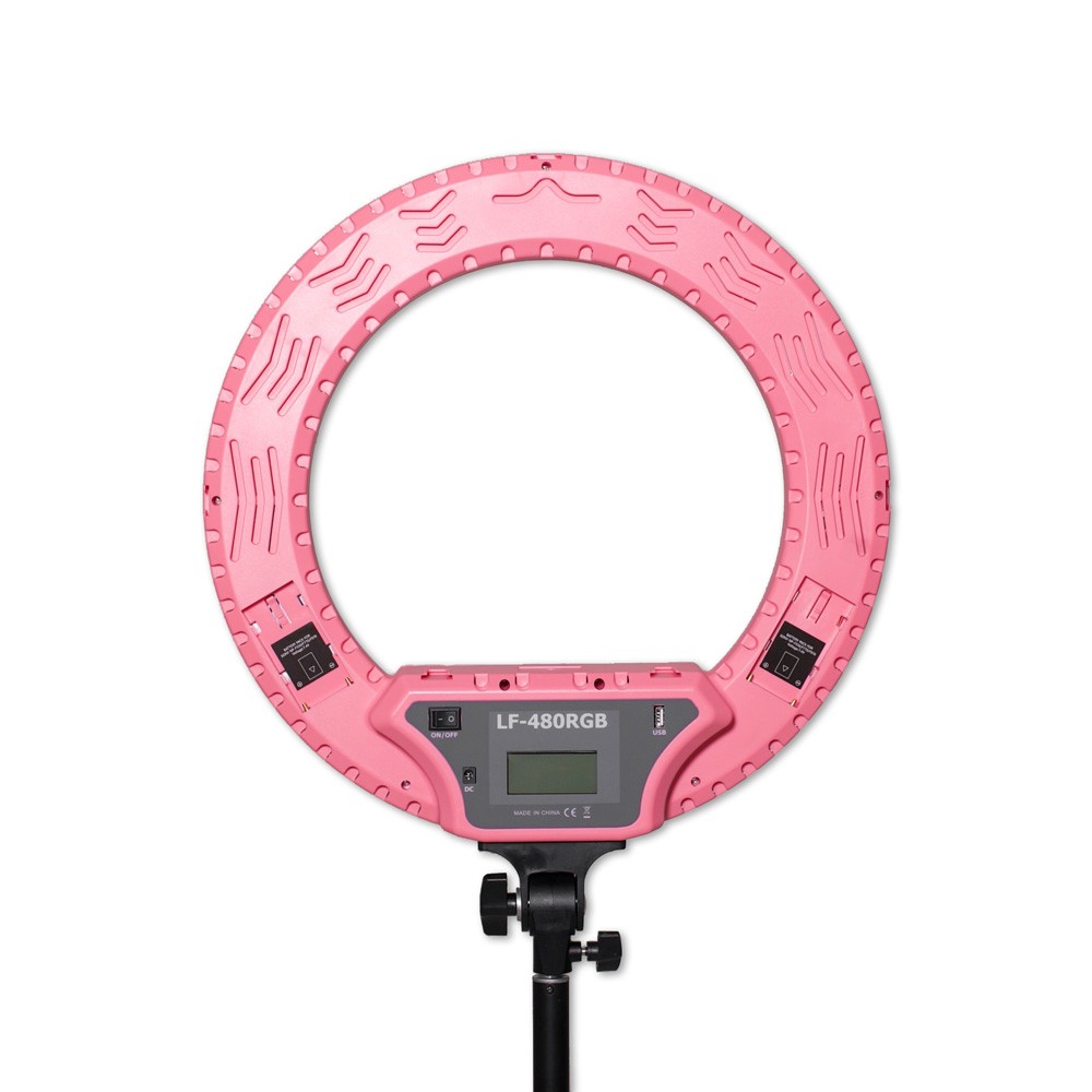 Caruba RGB Round Vlogger 18-inch LED set with pink bag