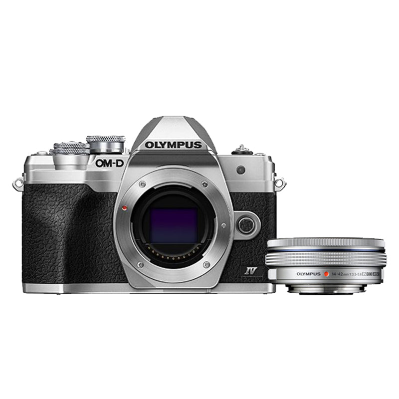 Olympus OM-D E-M10 Mark IV System Camera in silver + 14-42mm EZ Lens in silver
