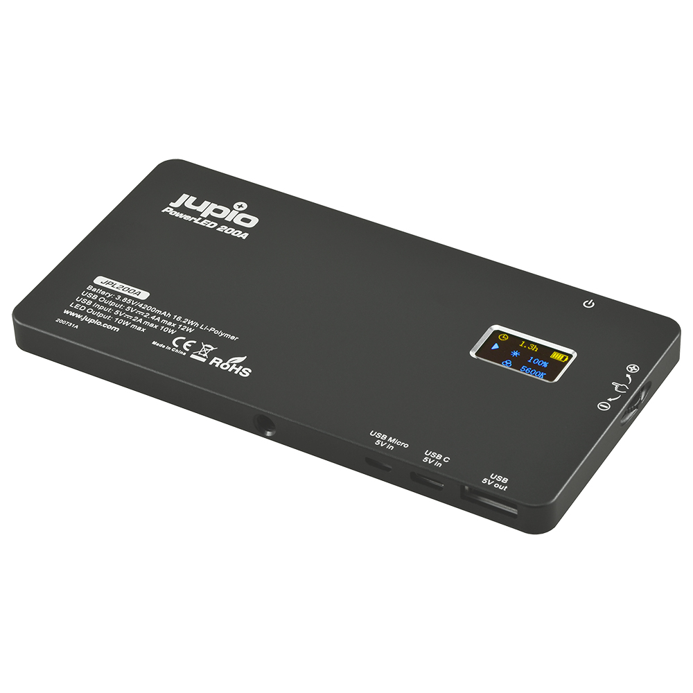 Jupio PowerLED 200 with Built-in Powerbank Aluminium