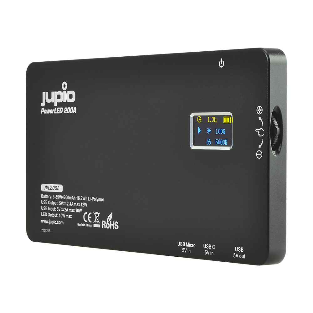 Jupio PowerLED 200 with Built-in Powerbank Aluminium