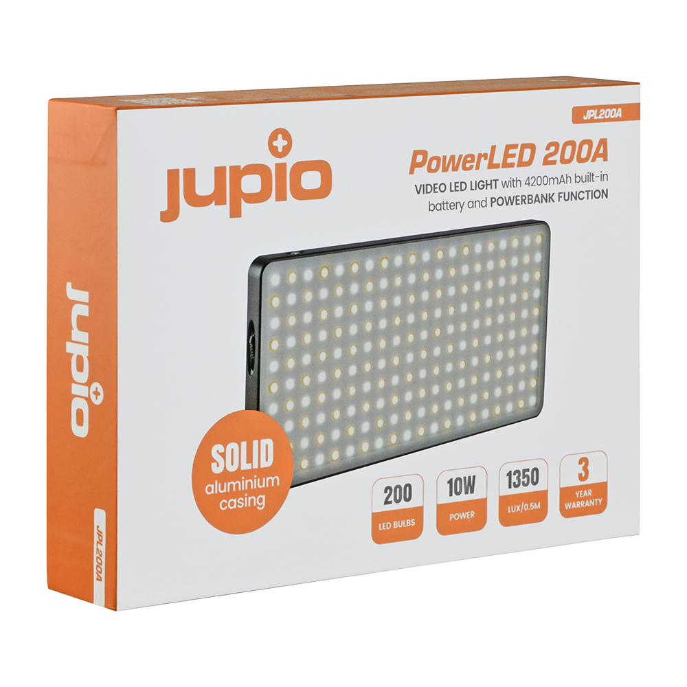 Jupio PowerLED 200 with Built-in Powerbank Aluminium