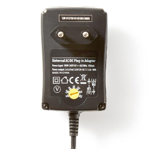 Nedis Universal Power Adapter 3-12V DC, Max 1.5A, 18W