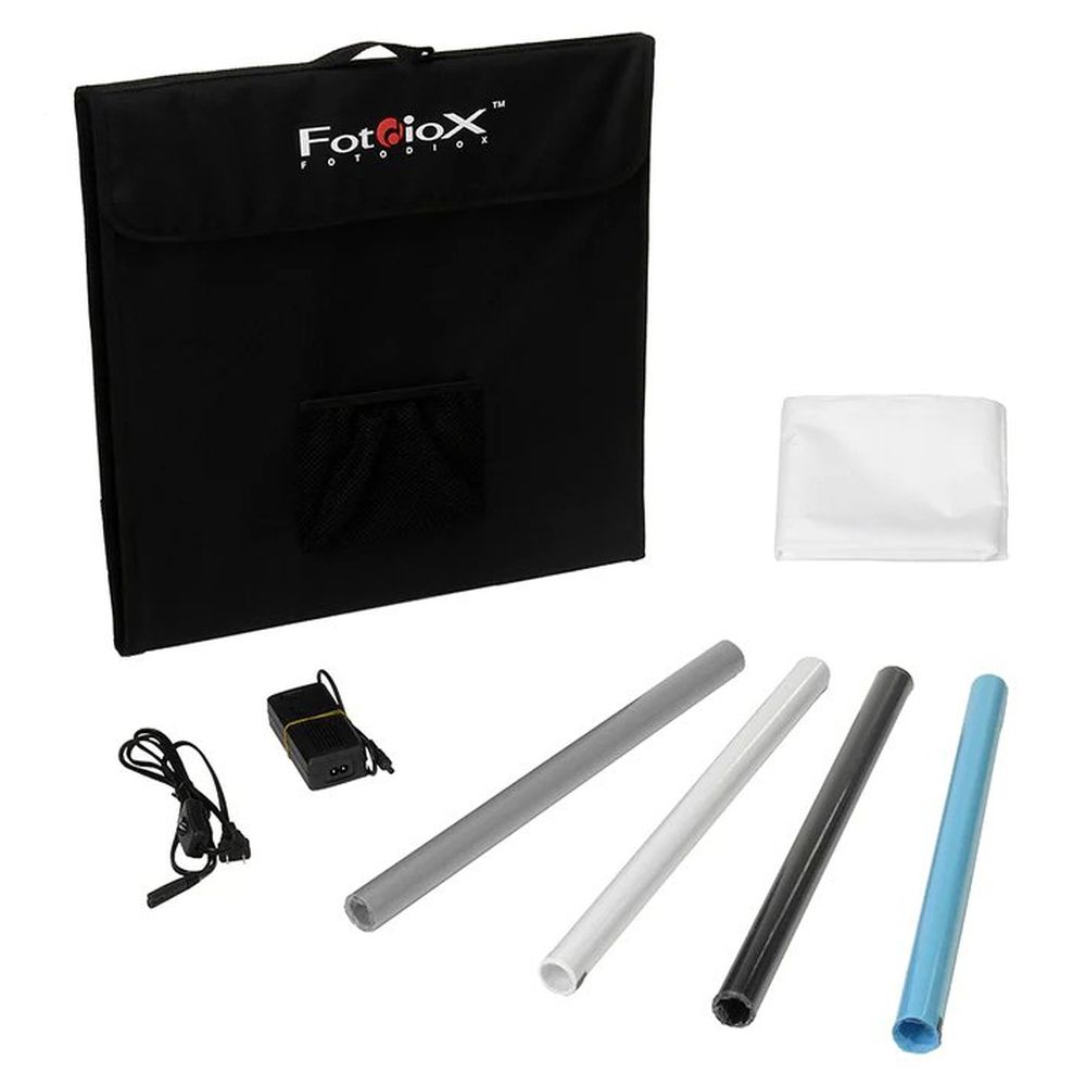 Fotodiox Pro LED Studio-in-a-Box for table photography - Includes light tent, integrated LED lighting, carrying bag and four backgrounds