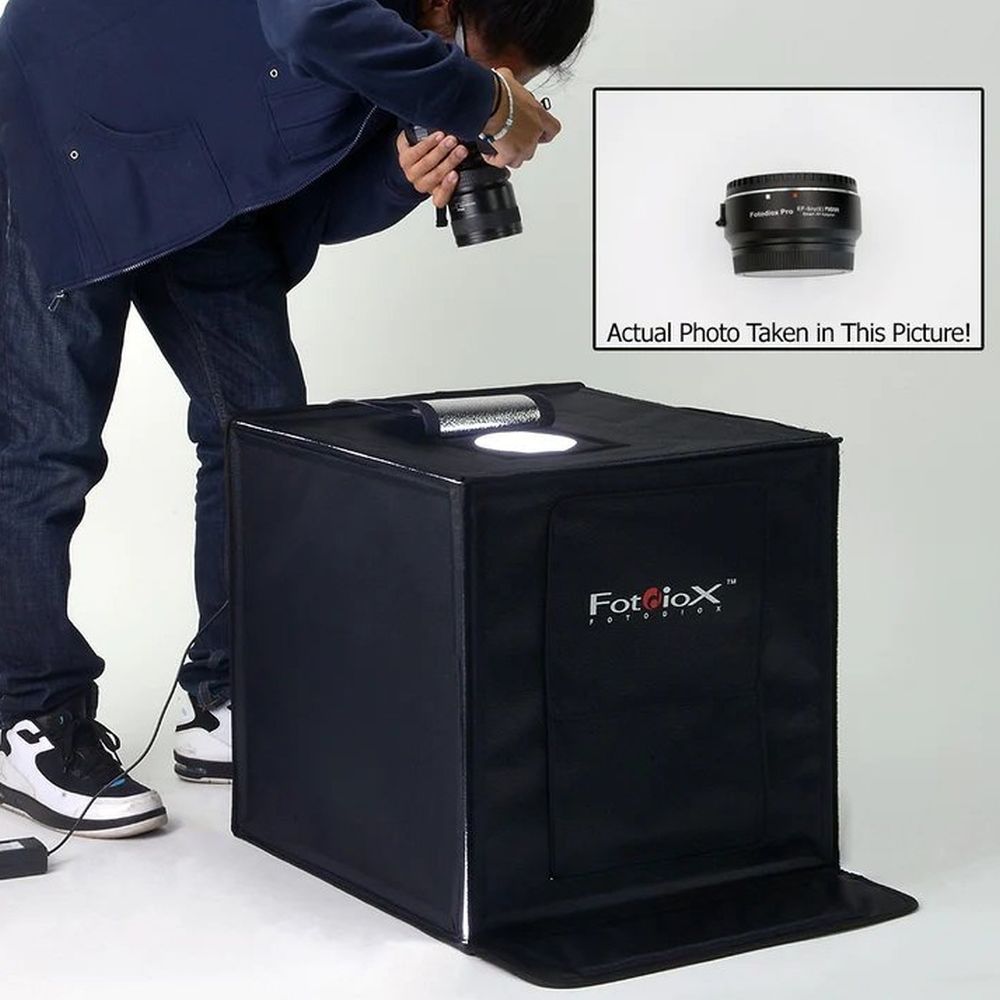 Fotodiox Pro LED Studio-in-a-Box for table photography - Includes light tent, integrated LED lighting, carrying bag and four backgrounds