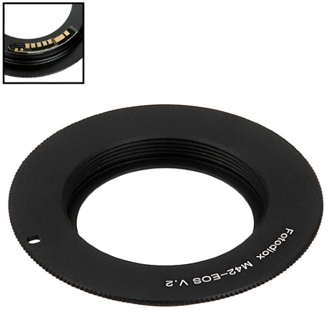 Fotodiox Lens Mount adapter Compatible with M42 Type 2 Screw Mount SLR Lens to Canon EOS (EF, EF-S) Mount SLR Camera Body - with Generation v10 Focus Confirmation Chip