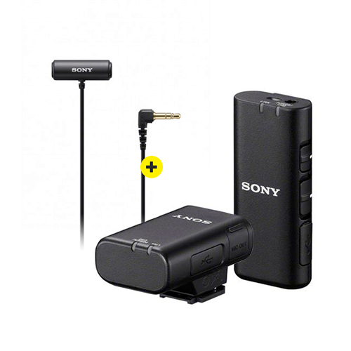 Sony Multi-interface Shoe Compatible Wireless Microphone with Compact Stereo Lavalier microphone kit