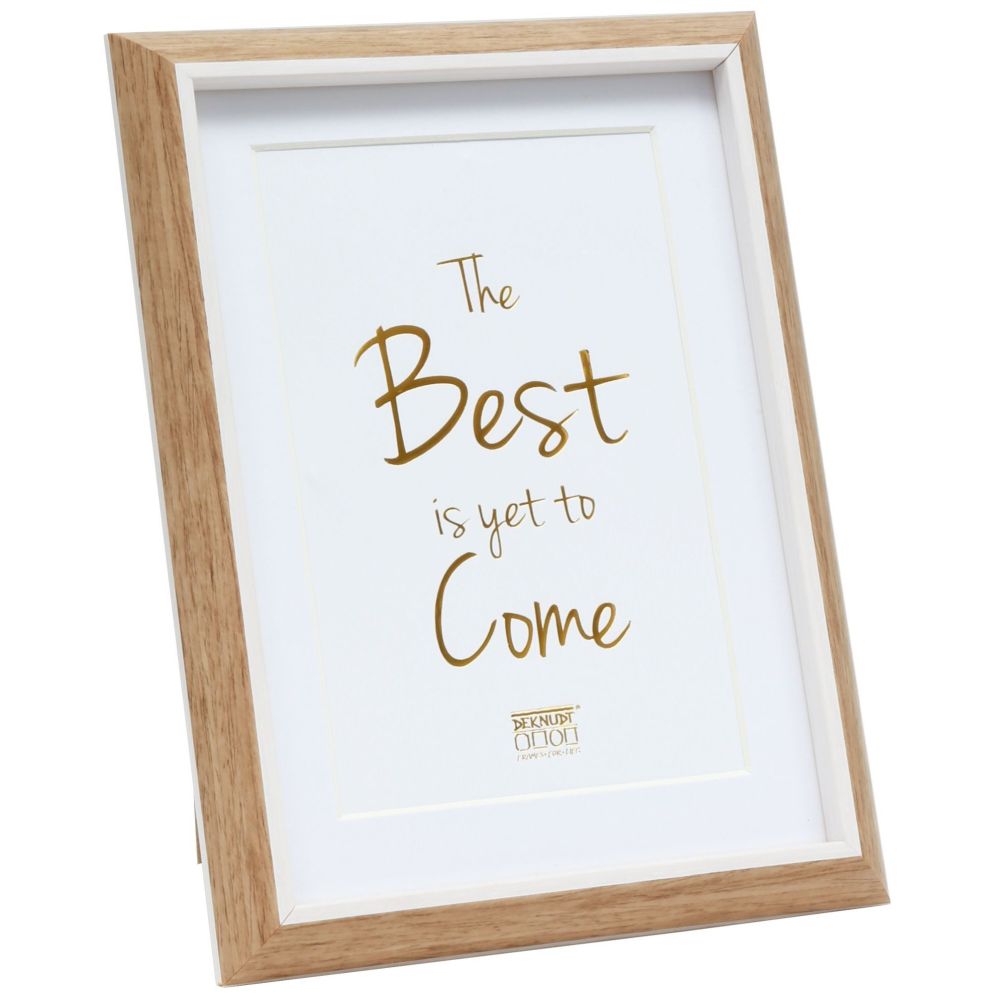 Deknudt Photo Frame in wood colour with white Trim and Passe-board 18x24