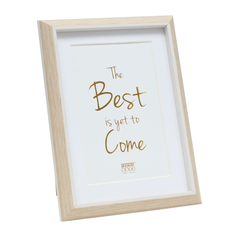 Deknudt Photo frame in light wood colour with white piping and passe-board 18x24 S46WG3