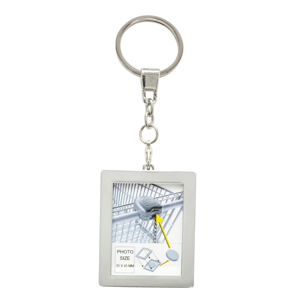 Deknudt Photo key ring with token for shopping cart in silver color S59NC1