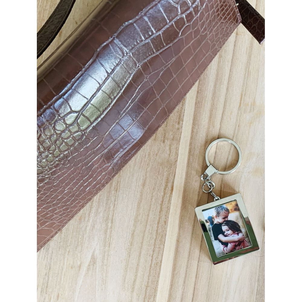 Deknudt Photo key ring with token for shopping cart in silver color S59NC1