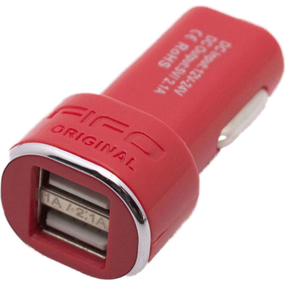 FIFO Dual Car Charger USB Red (no cable) (47207 red)