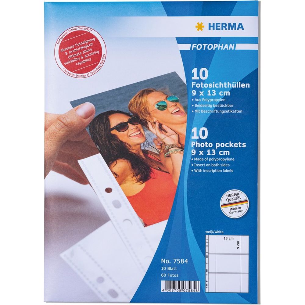 Herma sleeves white 9x13 horizontal 10 pc.