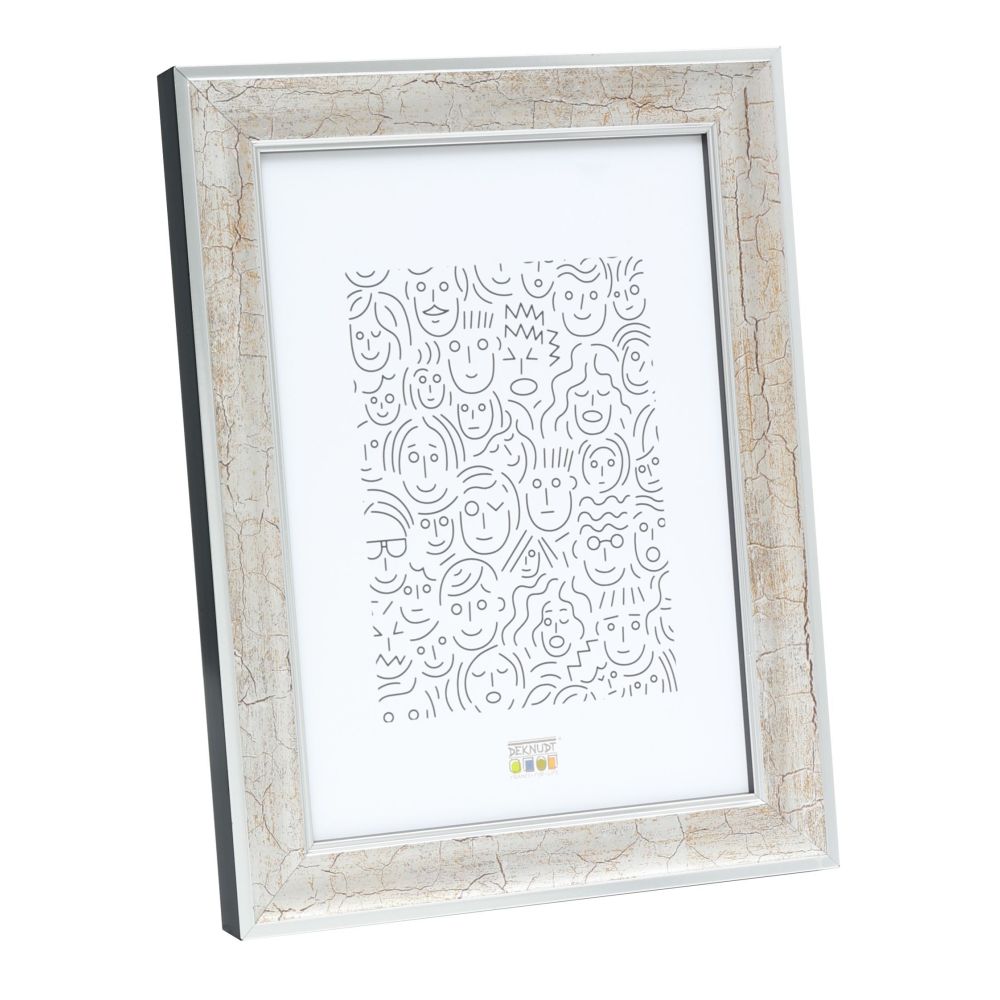 Deknudt Silver-colored wooden photo frame with dark brown crackle finish 15x15 S40YOUR9