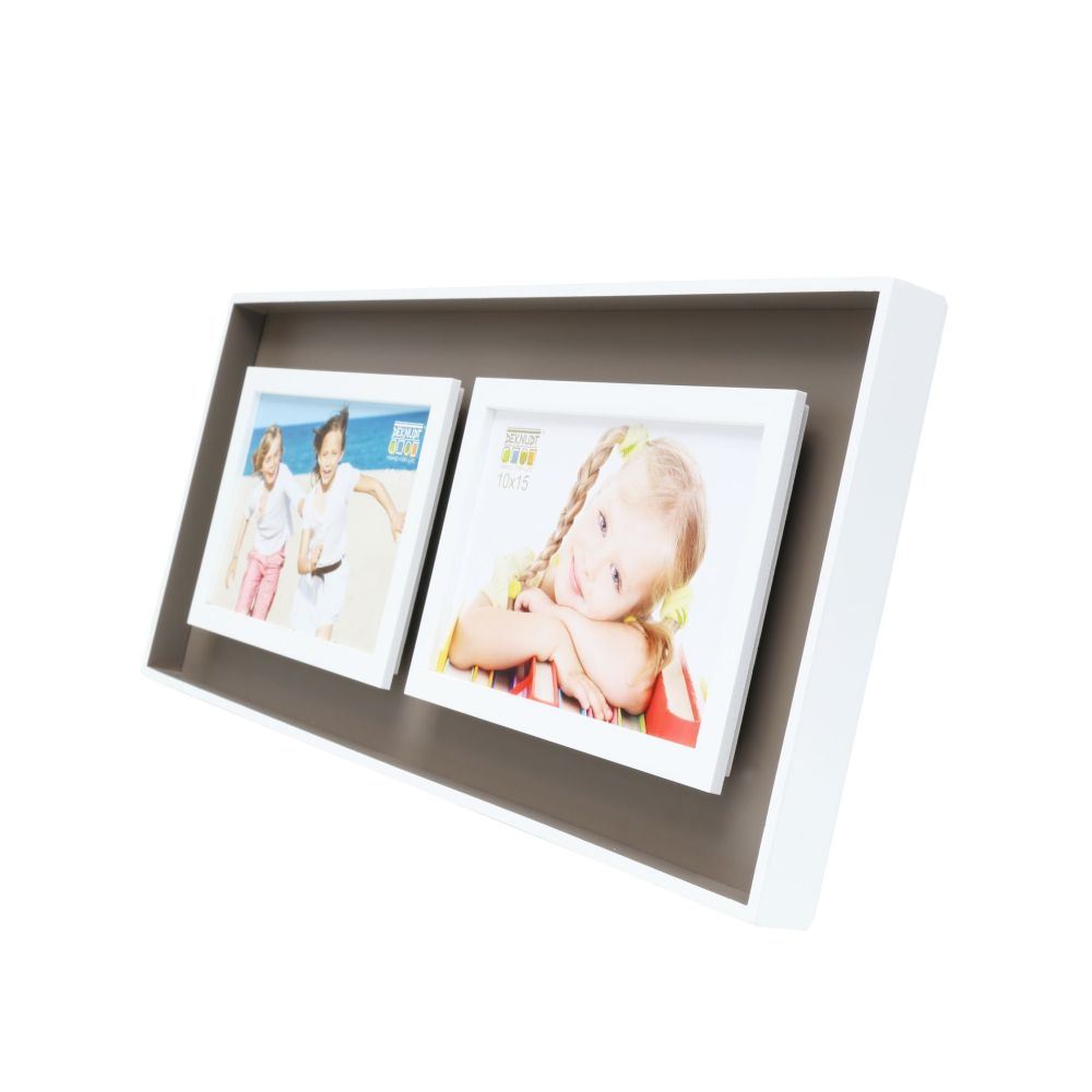 Deknudt Photo frame in taupe with depth view for 2 photos 10x15 S68DK9 P2