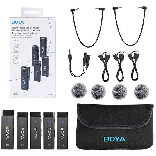 Boya Wireless Microphone 1 RX-4TX TRRS-TRS