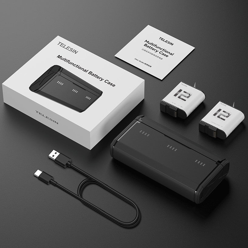 Telesin Charge Box for GoPro 9/10/11/12 - incl 2 Stamina Batteries