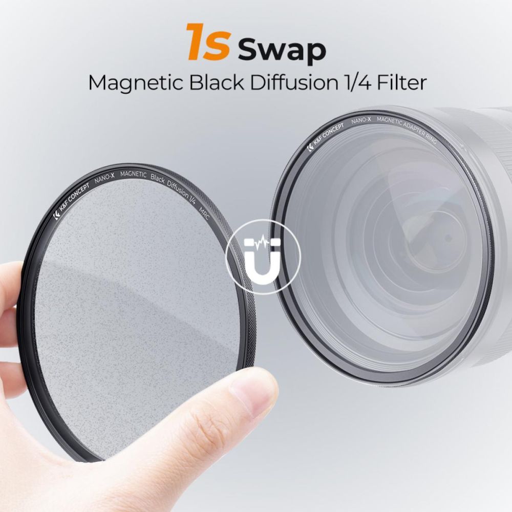 K&F Concept Magnetic 1/4 Black Mist Nano-X Filter incl Adapter Ring and Lens Cap 62mm