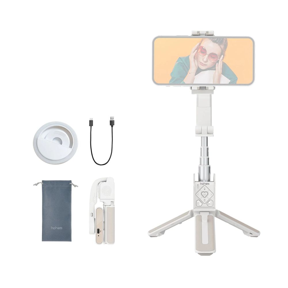 Hohem Smart Selfie stick w/ Detachable Remote and 360 Degree 'follow me" - White