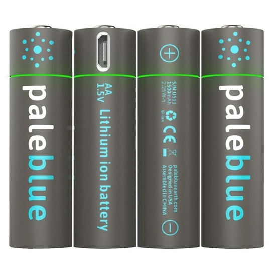 Pale Blue 4x AAA Lithium 1.5V Rechargeable Battery with USB-C