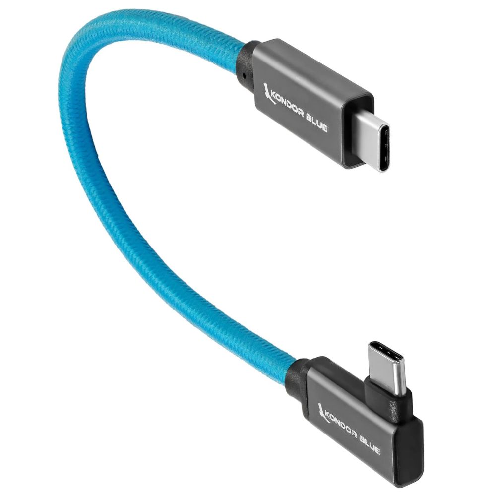 Kondor Blue USB C to USB C High Speed cable for Samsung T5 T7 SSD - angled