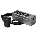 Kondor Blue 12V Metal D-Tap Hub 4 Way Port Power Tap Splitter (1/4"-20 Threads)