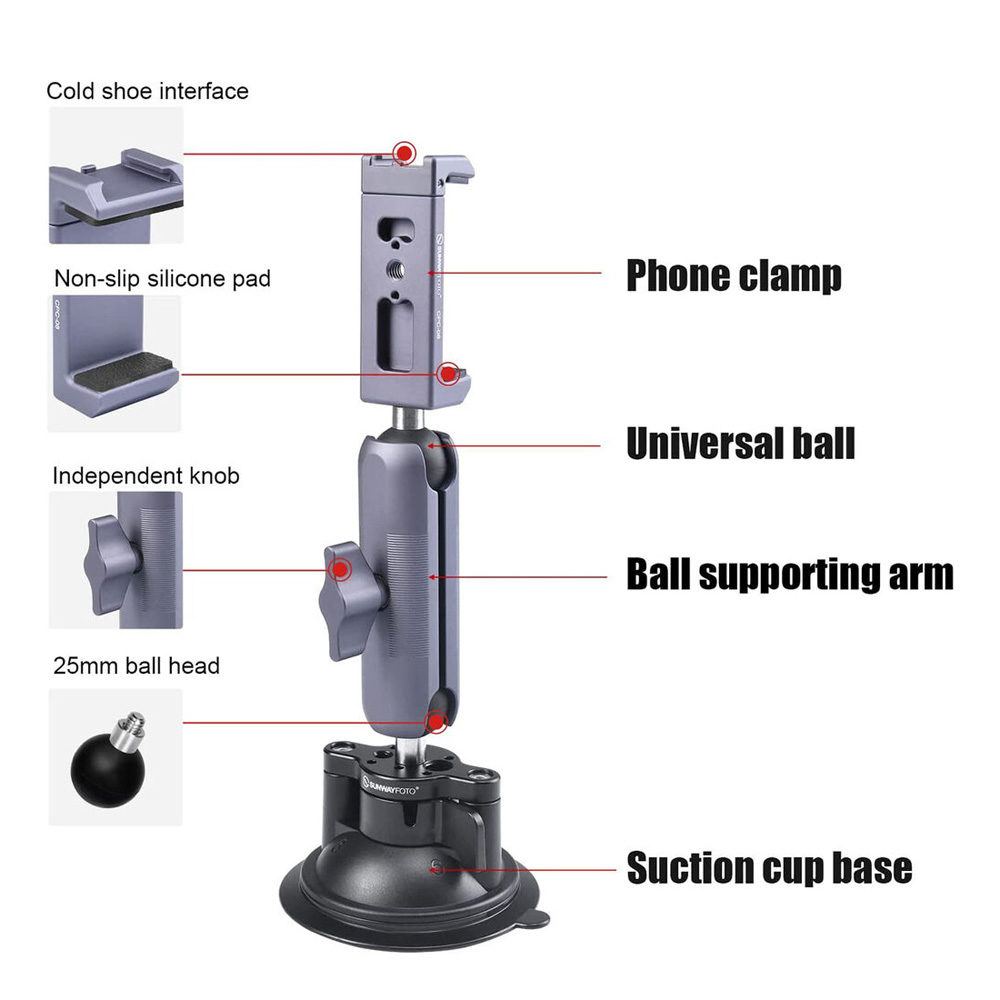 Sunwayfoto SPH-01 Multi-purpose suction cup with smartphone holder