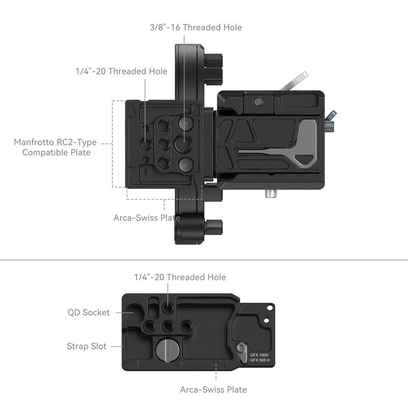SmallRig 4305 Rotatable Horizontal-to-Vertical Mount Plate Kit for FUJIFILM GFX Series