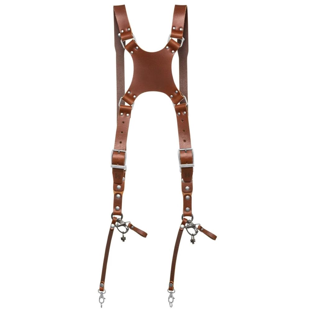 The Hantler Dual camera harness Cognac / Old silver, Large
