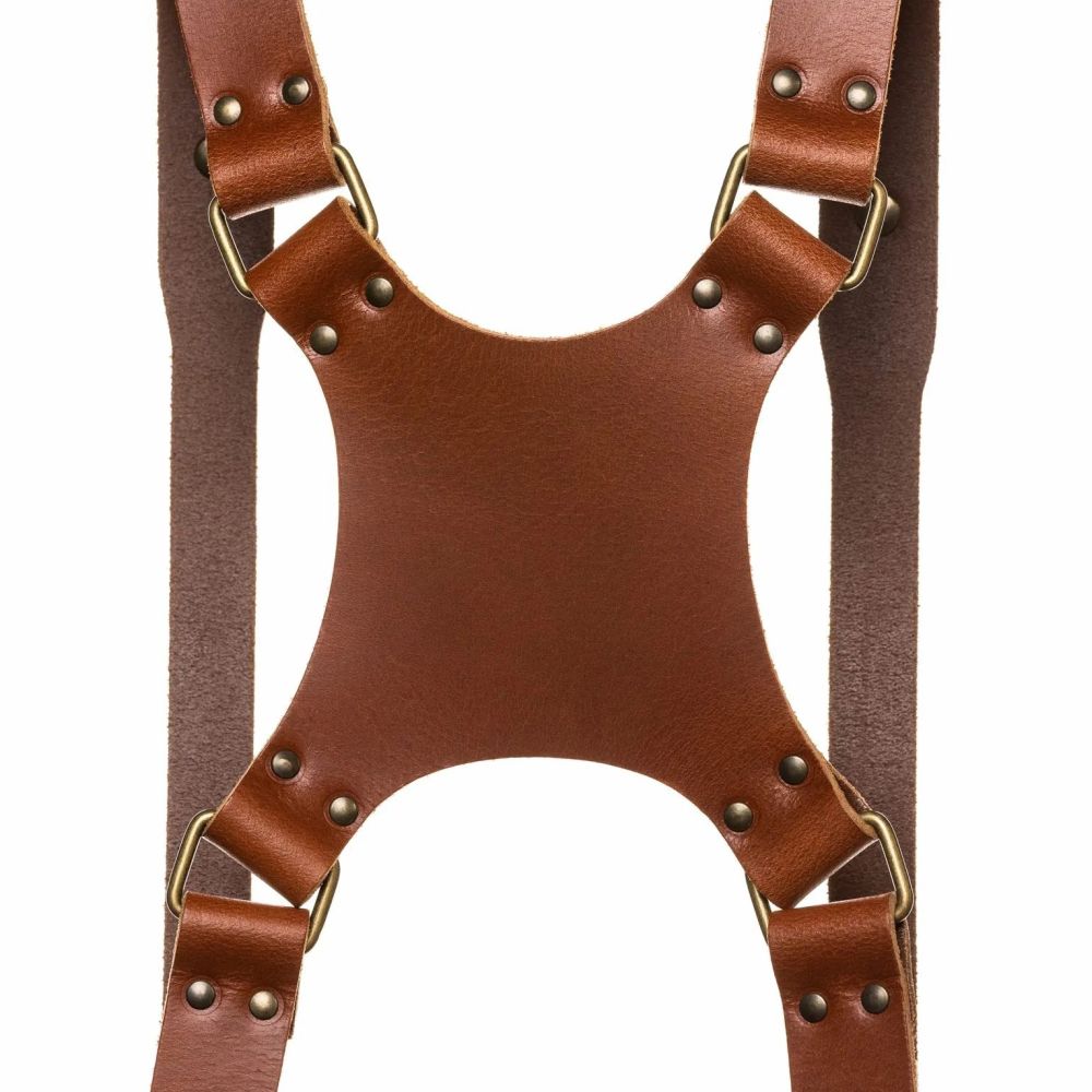 The Hantler Dual camera harness Cognac / Old silver, Large