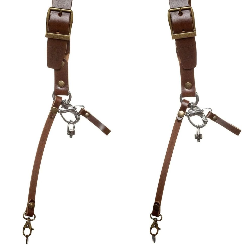 The Hantler Dual camera harness Brandy / Old silver, Regular