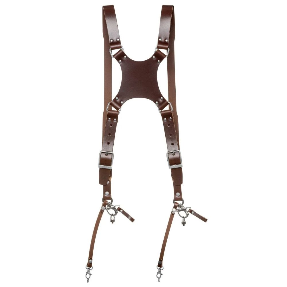 The Hantler Dual camera harness Brandy / Old silver, Large