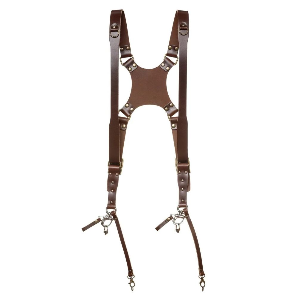 The Hantler Dual camera harness Brandy / Old silver, Large