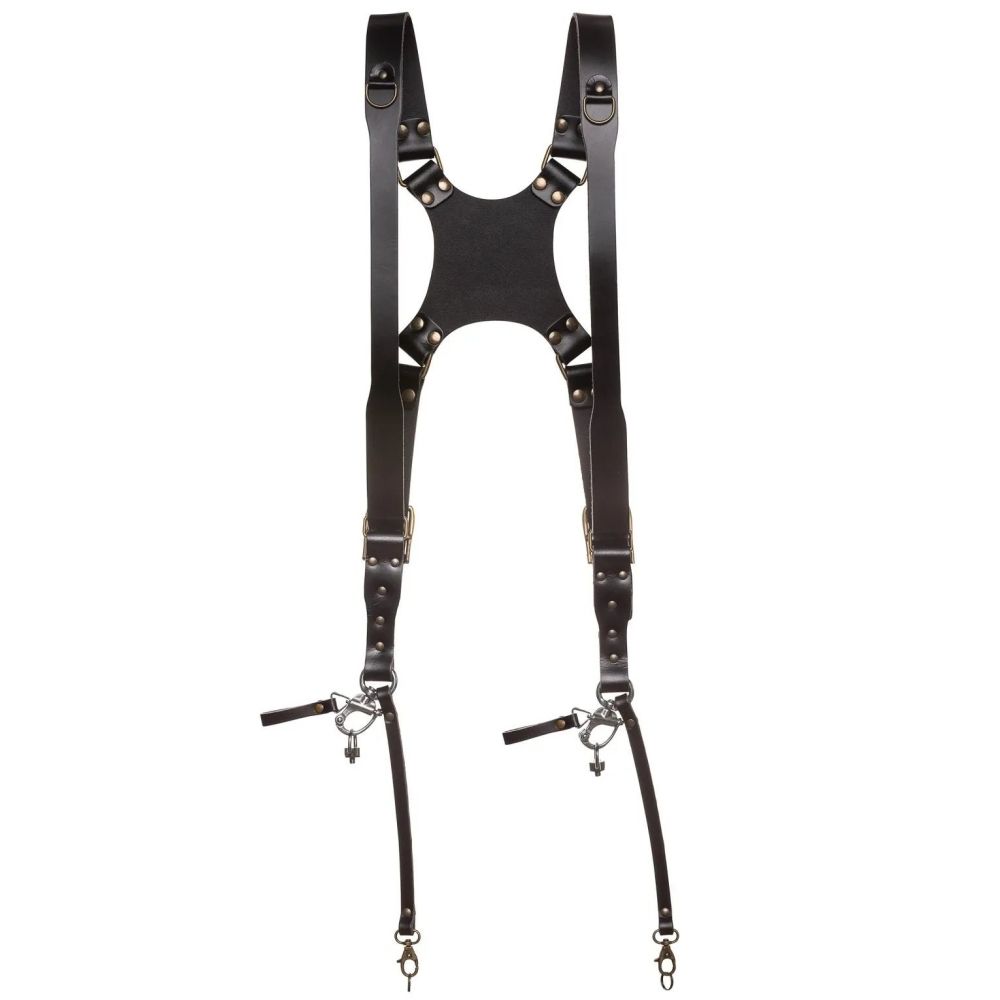 The Hantler Dual camera harness Black / Brass, Large