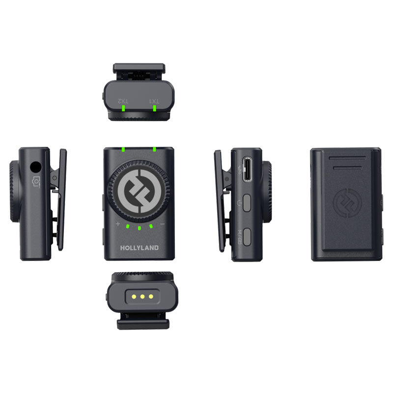 Hollyland LARK M2 Combo Duo Wireless Lavalier Microphone - Shine Charcoal