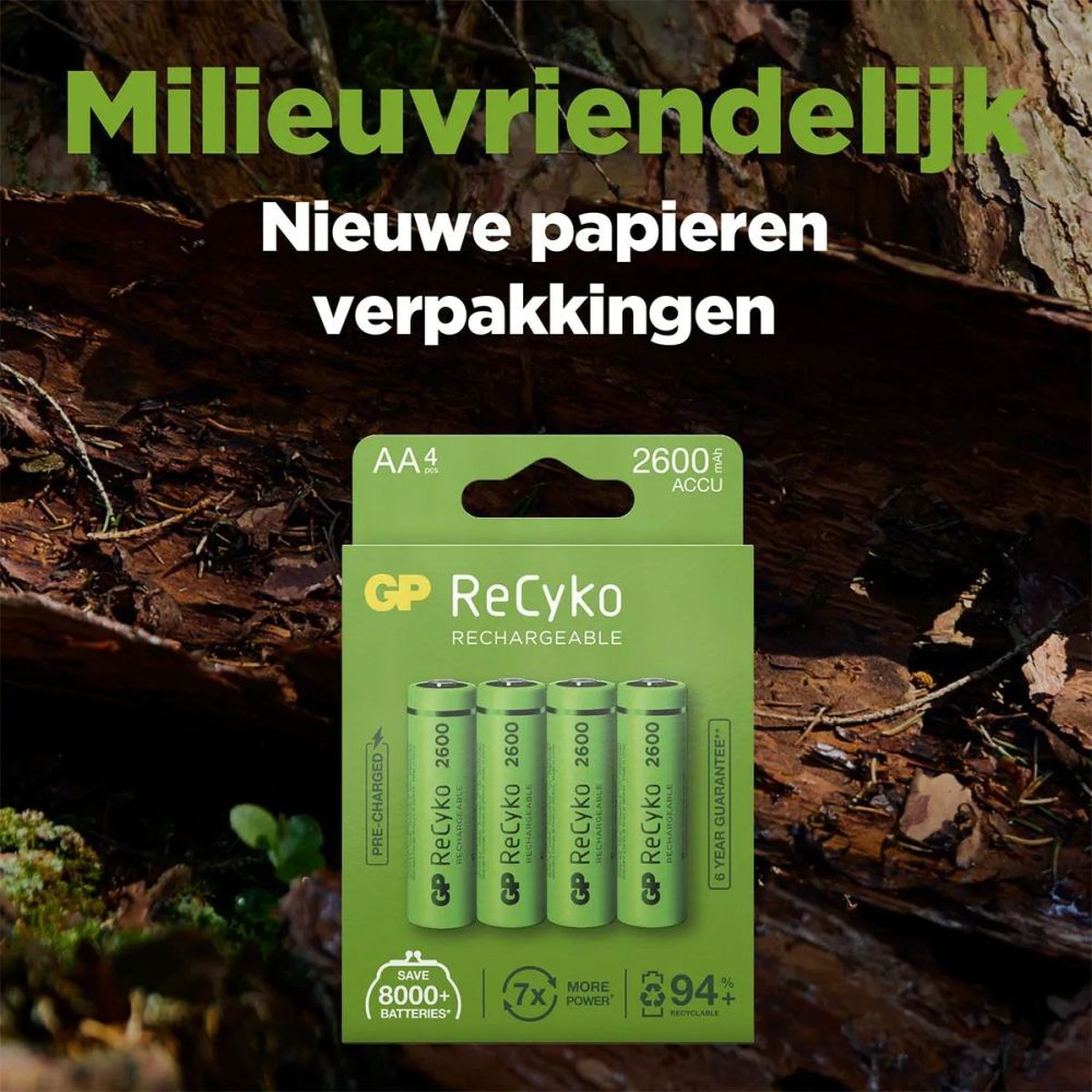 GP NiMH ReCyko AA 2600mAh 1.2V Rechargeable, 4 Pieces