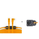 Tether Tools TetherGuard LeverLock & cable set, USB-C straight to USB-C angled, 9.4 m, high-visibility orange