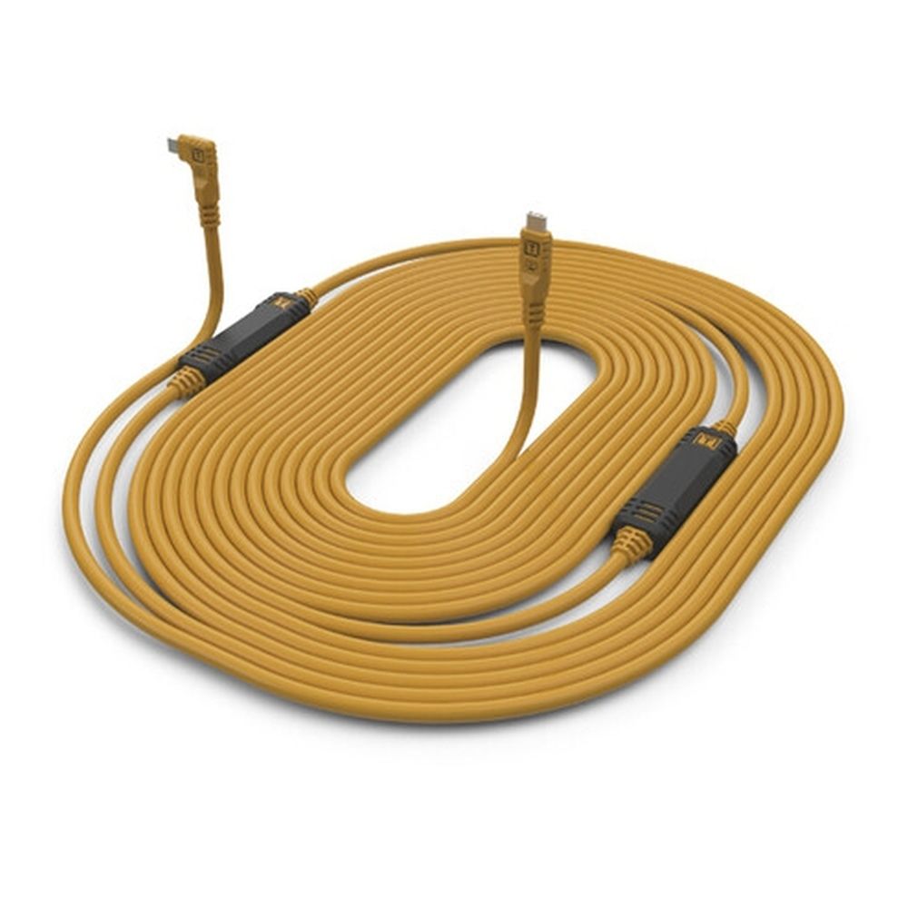 Tether Tools TetherGuard LeverLock & cable set, USB-C straight to USB-C angled, 9.4 m, high-visibility orange