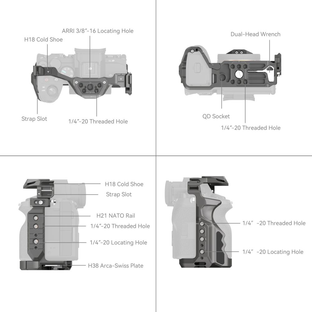 SmallRig HawkLock Quick Release Cage for Sony Alpha 7R V / Alpha 7 IV / Alpha 7S III / Alpha 1 / Alpha 7R IV 4481