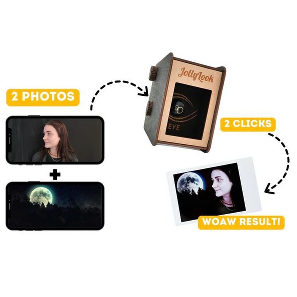 JollyLook EYE Digital-analogue instant photo printer, Brown coloured