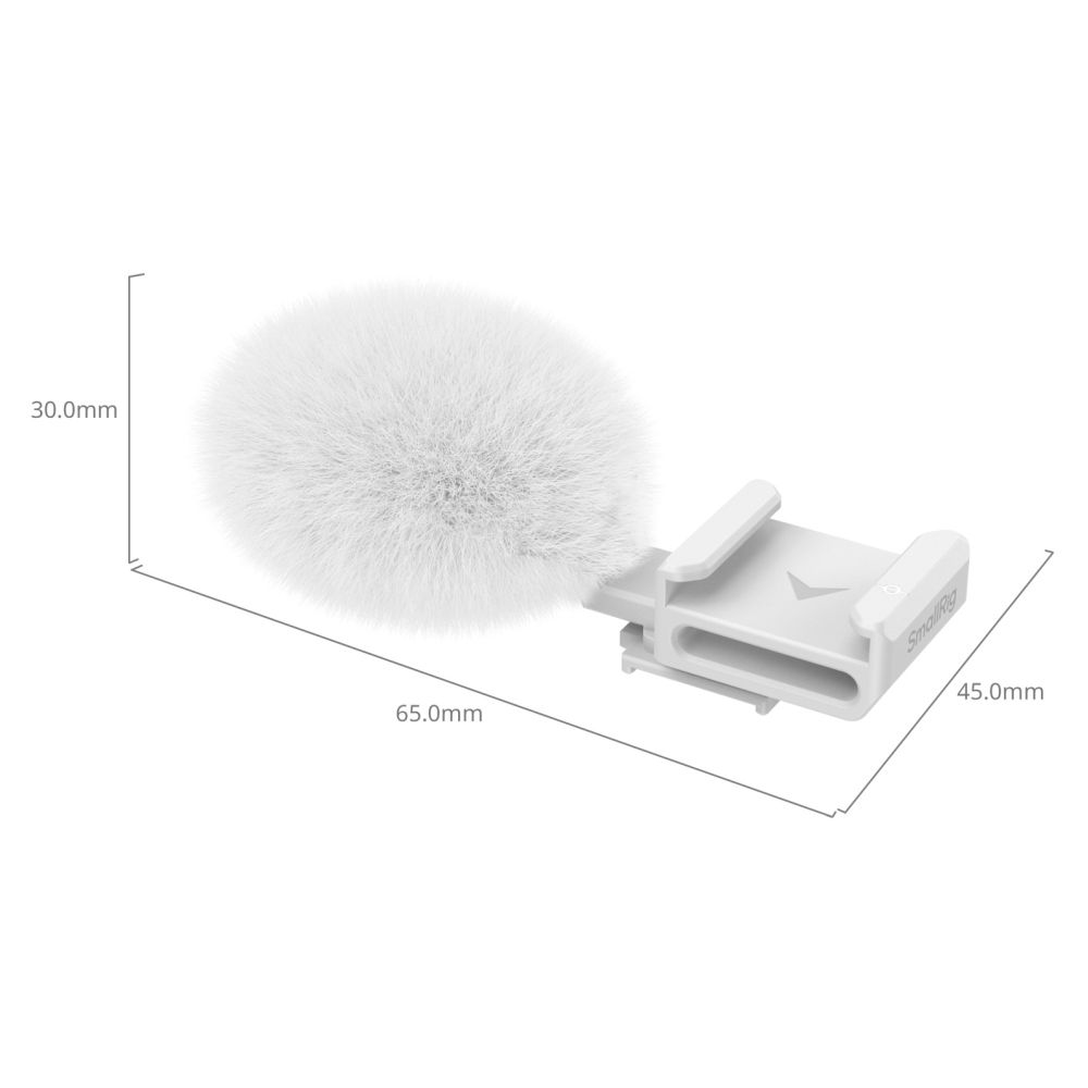 SmallRig 4734 Cold shoe adapter with furry windshield (white) for Sony ZV series cameras