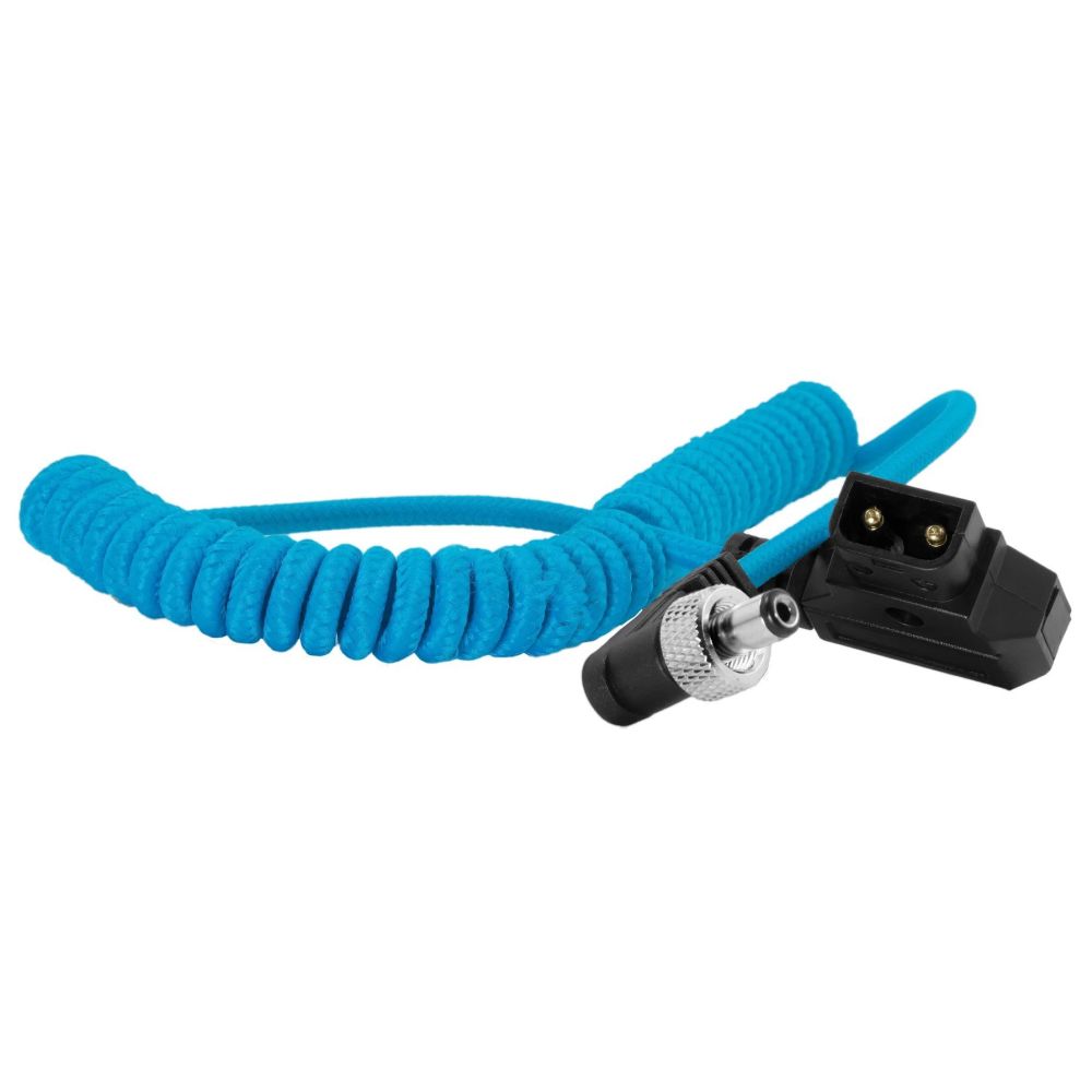 Kondor Blue Curled D-Tap to locking DC 2.5mm angled cable